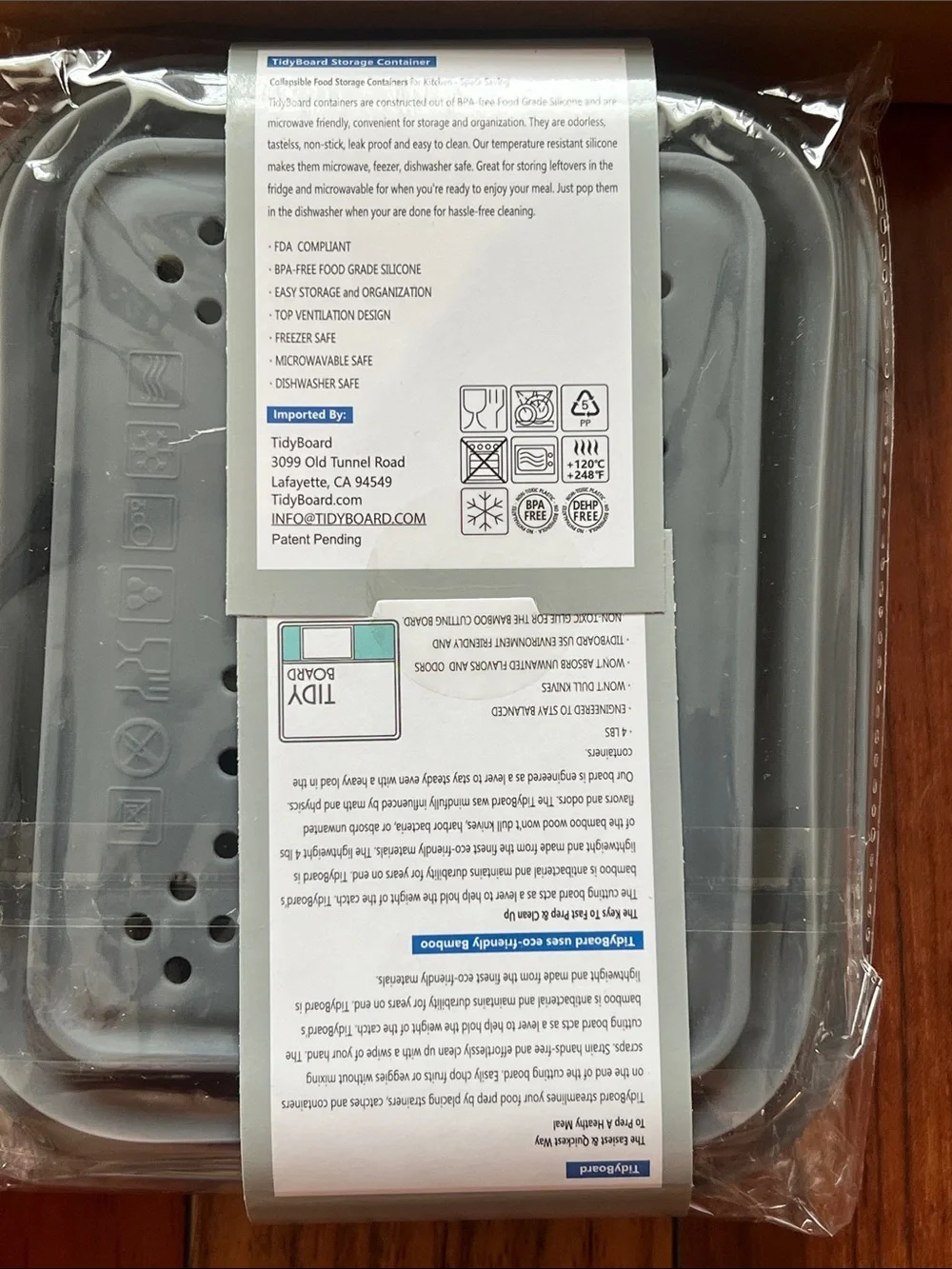 NWT TidyBoard Bamboo Cutting Board with Teal Prep Trays